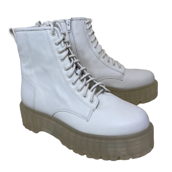 GB Gianni Bini Moon-Walk Platform Combat Booties in White NWT - Picture 2 of 6